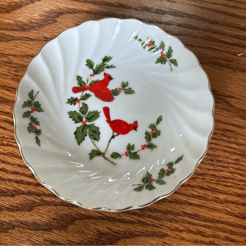 Lefton White and Red Cardinal Dish